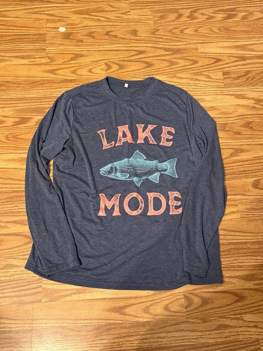 Lake Mode Long Sleeve Graphic T-Shirt Blue Heather Size L